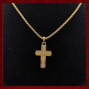 David Yurman Gold Cross Diamond Necklace